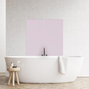 Image of geometric patterned bath backsplash panel