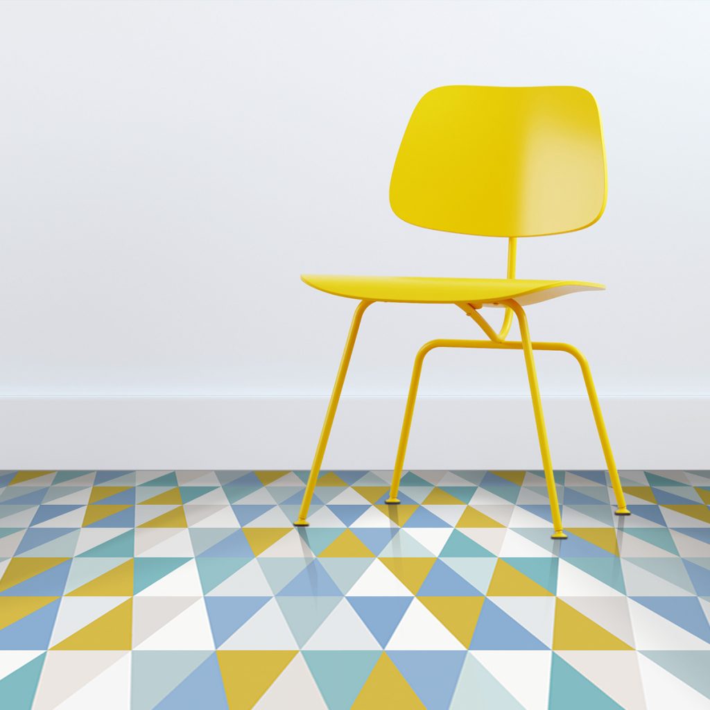 Image of geometric vinyl flooring designed by Mort & Hex available from forthefloorandmore.com